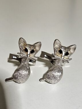 SWANK Cat Cuff Links [ Tails ? See Notes]